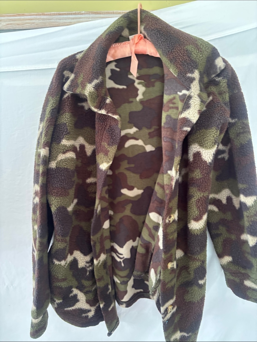 7th Ray Camouflage Fleece Jacket in Green, Brown & Cream